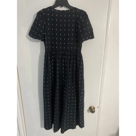 Madewell midi dress women’s size XXS black embroidered pockets peasant cottage - Picture 5 of 7